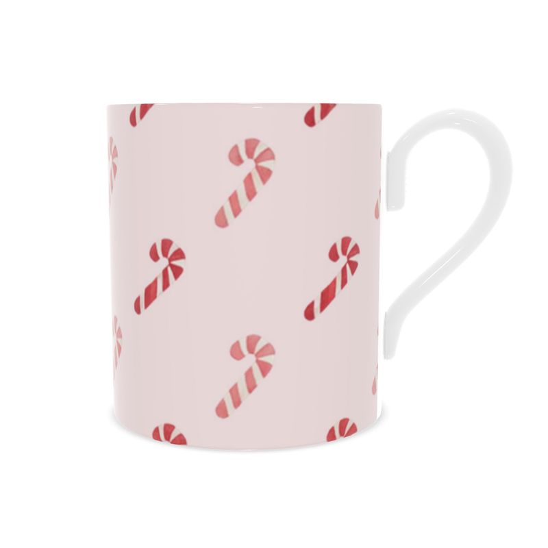 Vintage Candy Cane Bone China Mug - Festive Holiday Drinkware