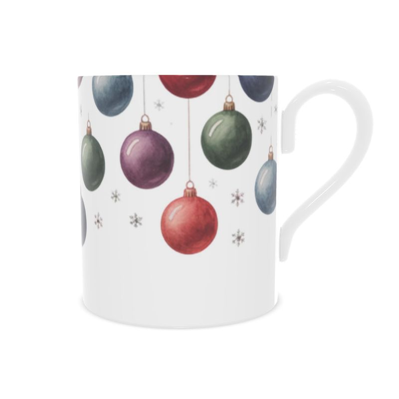 Christmas Baubles Bone China Mug - Holiday Gift for Coffee Lovers