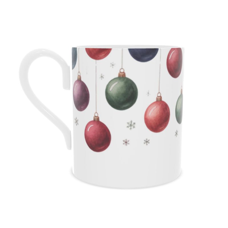 Christmas Baubles Bone China Mug - Holiday Gift for Coffee Lovers