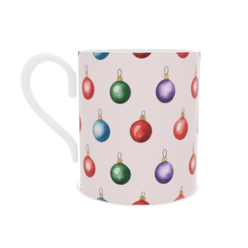 Elegant Pink Christmas Baubles Bone China Mug