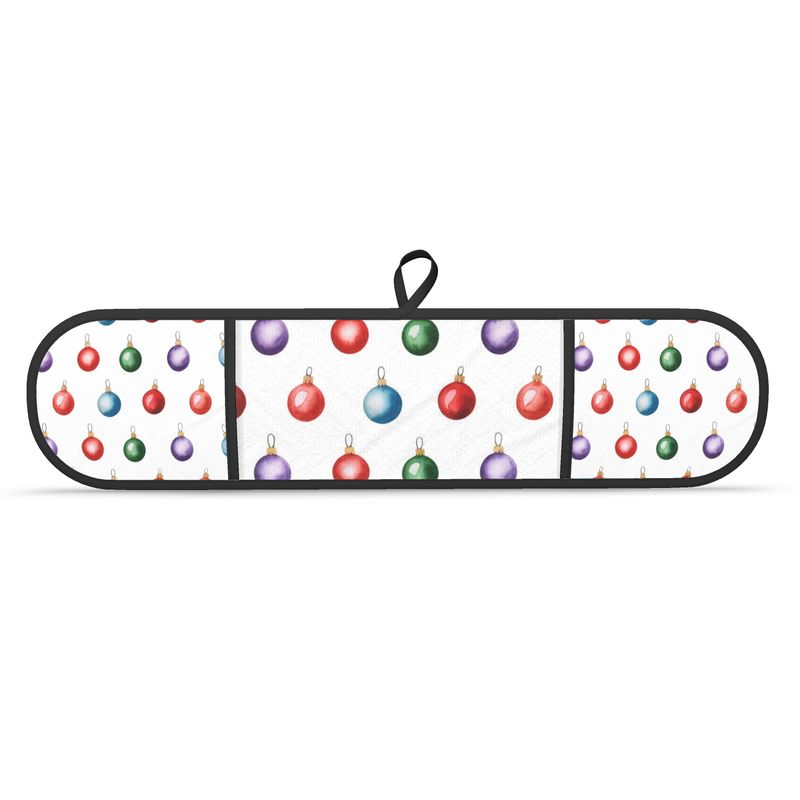 Double Oven Gloves Set featuring Festive Christmas Baubles