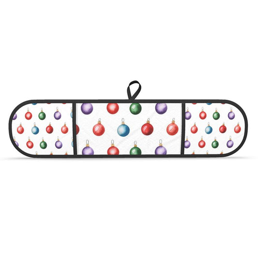 Double Oven Gloves Set featuring Festive Christmas Baubles