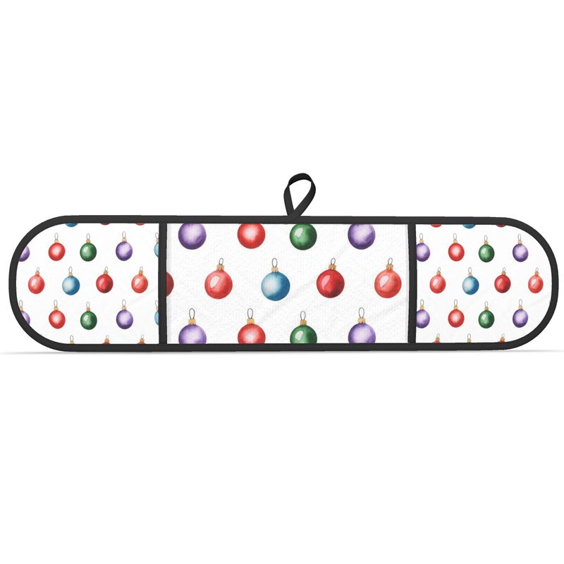 Double Oven Gloves Set featuring Festive Christmas Baubles