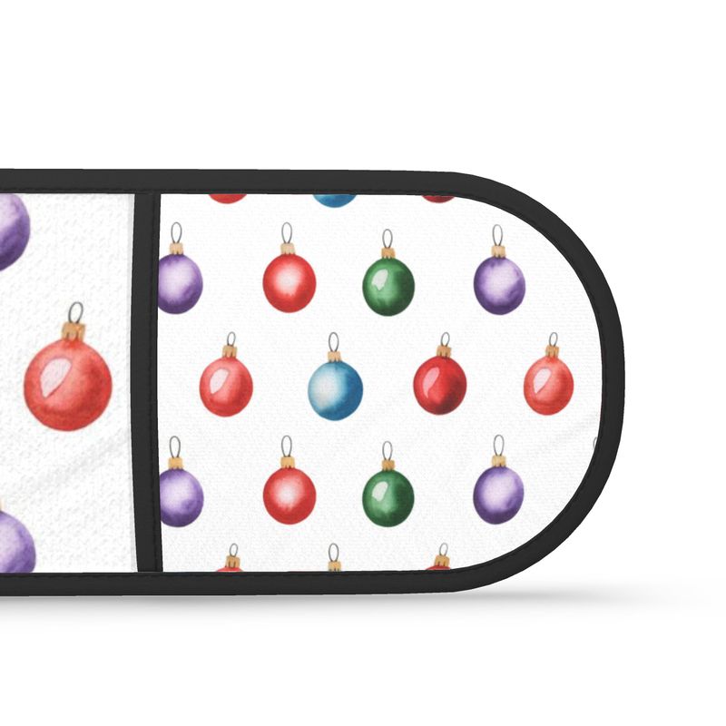 Double Oven Gloves Set featuring Festive Christmas Baubles