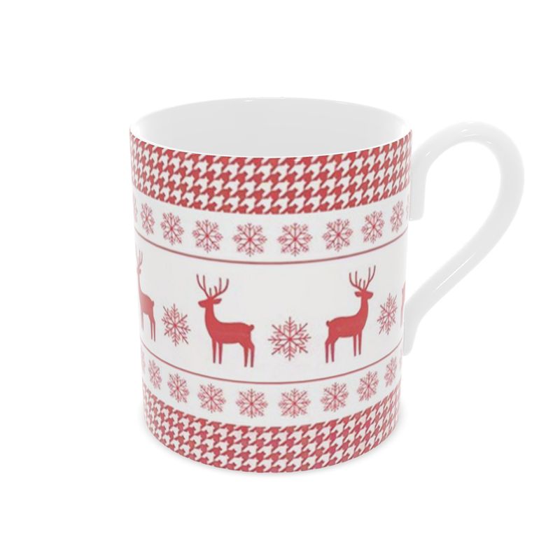 Vintage Christmas Stags Bone China Mug - Festive Holiday Cup