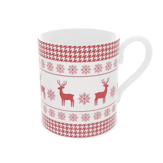 Vintage Christmas Stags Bone China Mug - Festive Holiday Cup