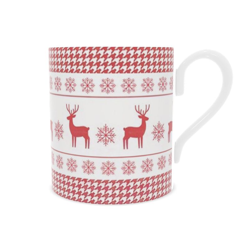 Vintage Christmas Stags Bone China Mug - Festive Holiday Cup