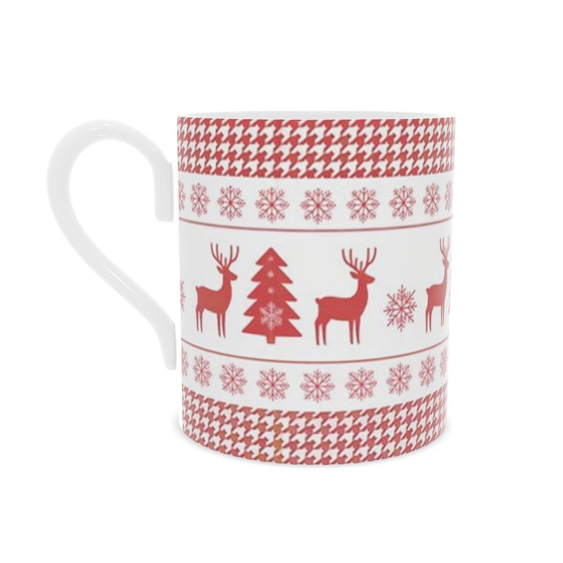Vintage Christmas Stags Bone China Mug - Festive Holiday Cup