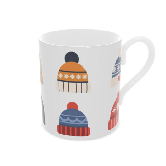 Unique Christmas Hats Bone China Mug - Handcrafted Festive Drinkware