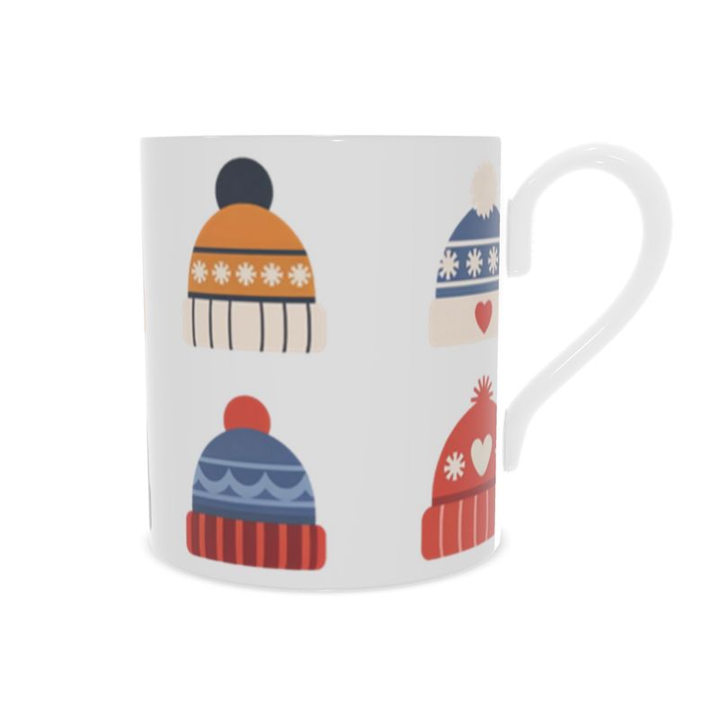 Unique Christmas Hats Bone China Mug - Handcrafted Festive Drinkware