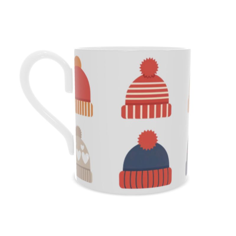 Unique Christmas Hats Bone China Mug - Handcrafted Festive Drinkware