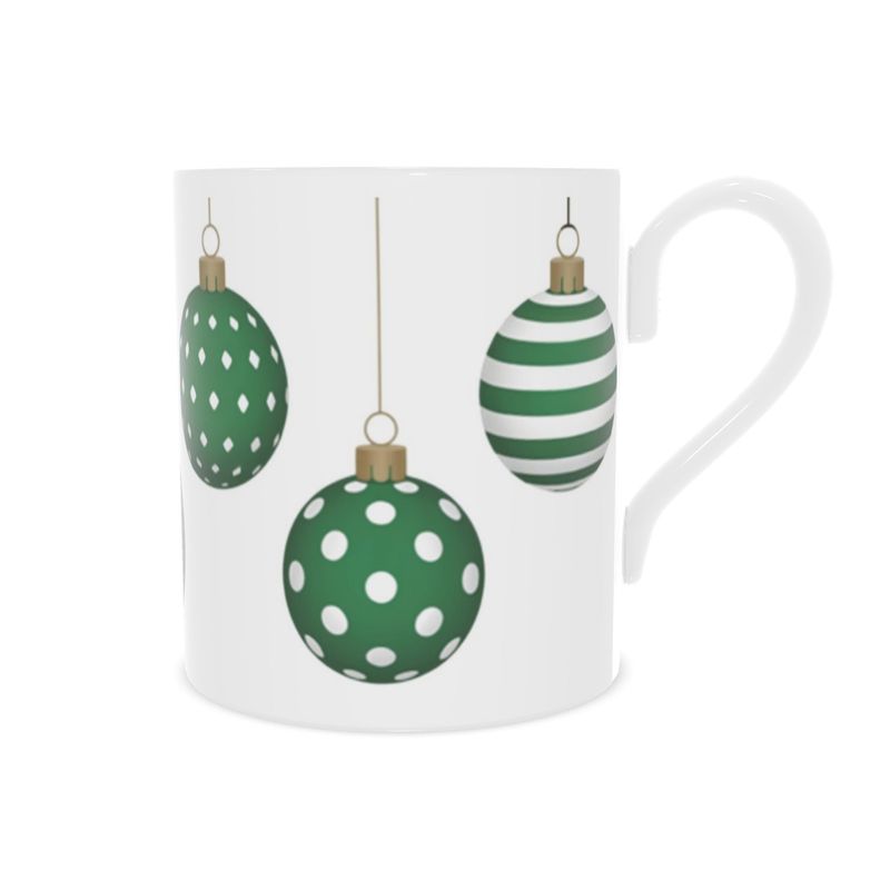 Festive Green Baubles Ceramic Mug for Christmas