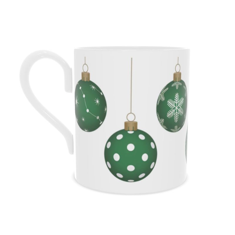 Festive Green Baubles Ceramic Mug for Christmas