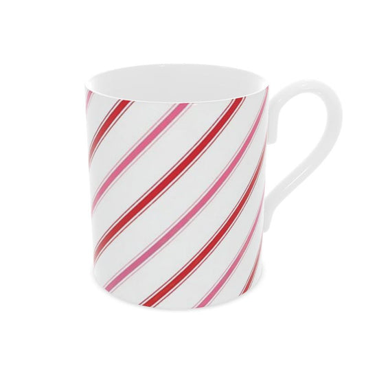 Christmas Candy Cane Mug in Pink Bone China - Cute Holiday Gift Idea