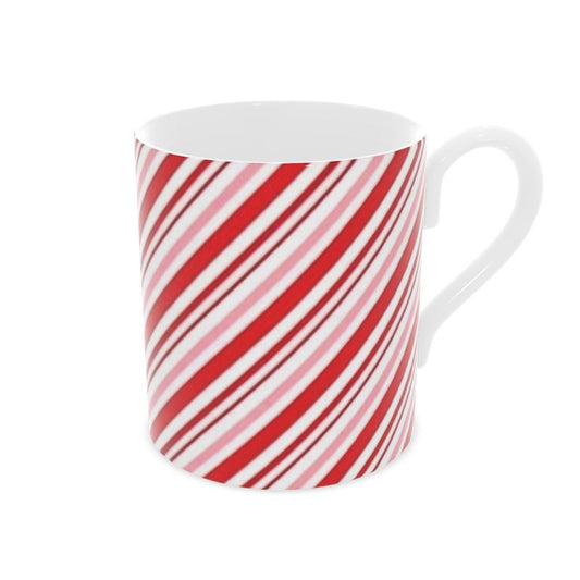 Pink Christmas Candy Cane Bone China Mug - Holiday Gift