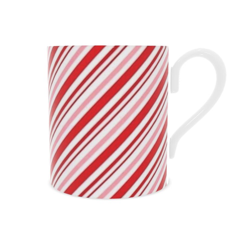 Pink Christmas Candy Cane Bone China Mug - Holiday Gift