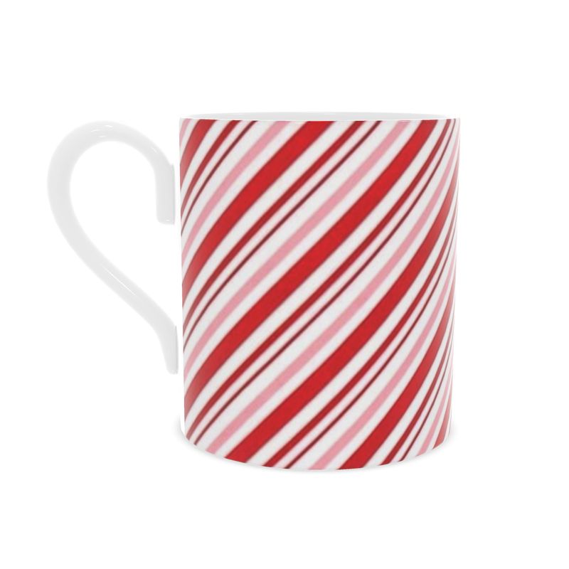 Pink Christmas Candy Cane Bone China Mug - Holiday Gift