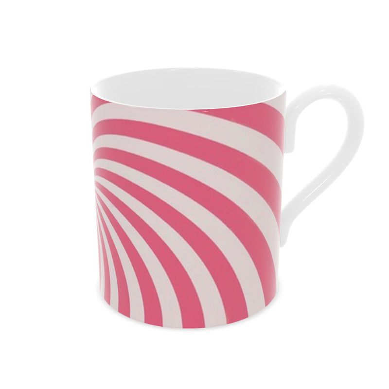 Pink Christmas Candy Cane Bone China Mug - Festive Holiday Drinkware
