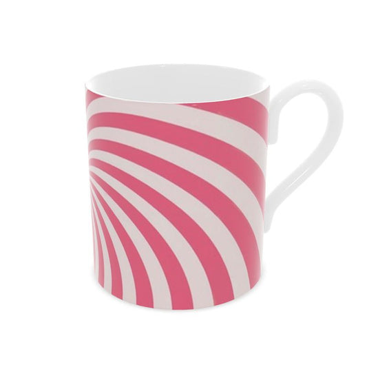 Pink Christmas Candy Cane Bone China Mug - Festive Holiday Drinkware