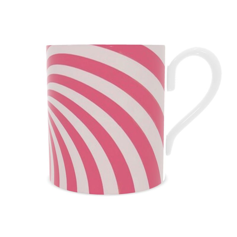 Pink Christmas Candy Cane Bone China Mug - Festive Holiday Drinkware