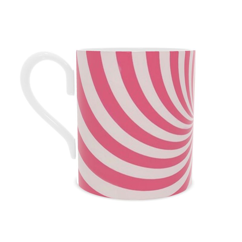 Pink Christmas Candy Cane Bone China Mug - Festive Holiday Drinkware