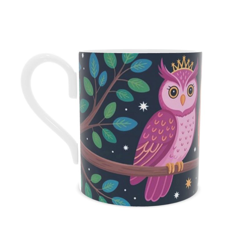 Whimsical Owls Coffee Mug - Festive Bird Design on Bone China