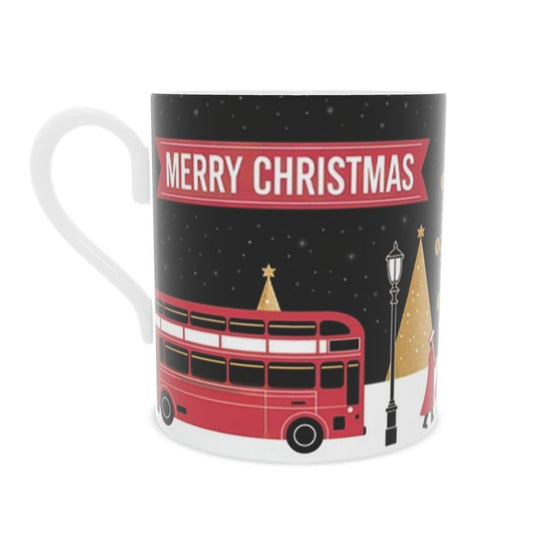Elegant Christmas in London Bone China Mug - Festive Holiday Drinkware
