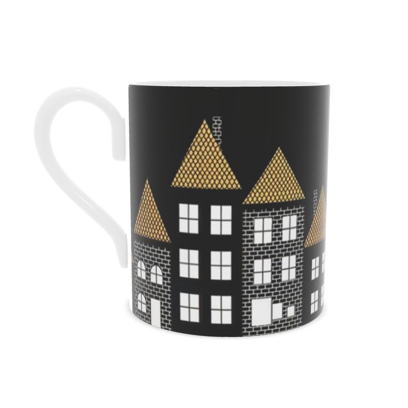 Festive Christmas Eve Bone China Mug - Rooftop Holiday Decor