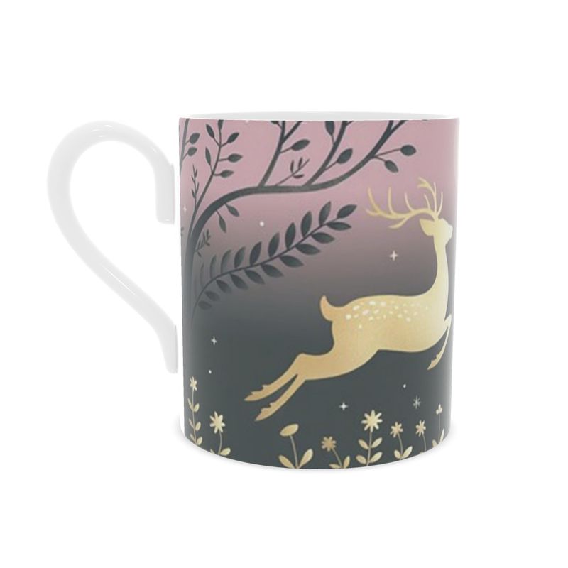 Winter Wonderland Highland Stags Mug - Christmas Deer Bone China Cup