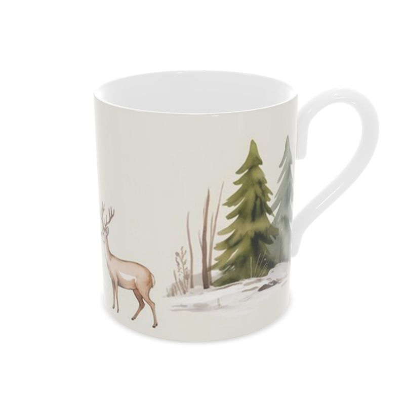 Vintage Christmas Stags Bone China Mug - Festive Holiday Drinkware