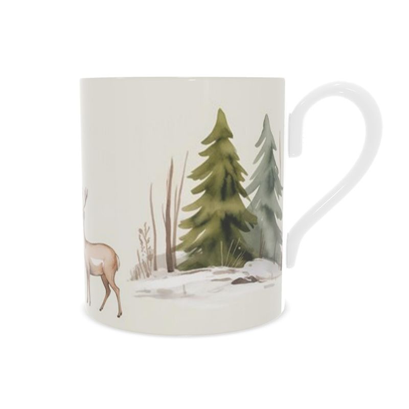 Vintage Christmas Stags Bone China Mug - Festive Holiday Drinkware