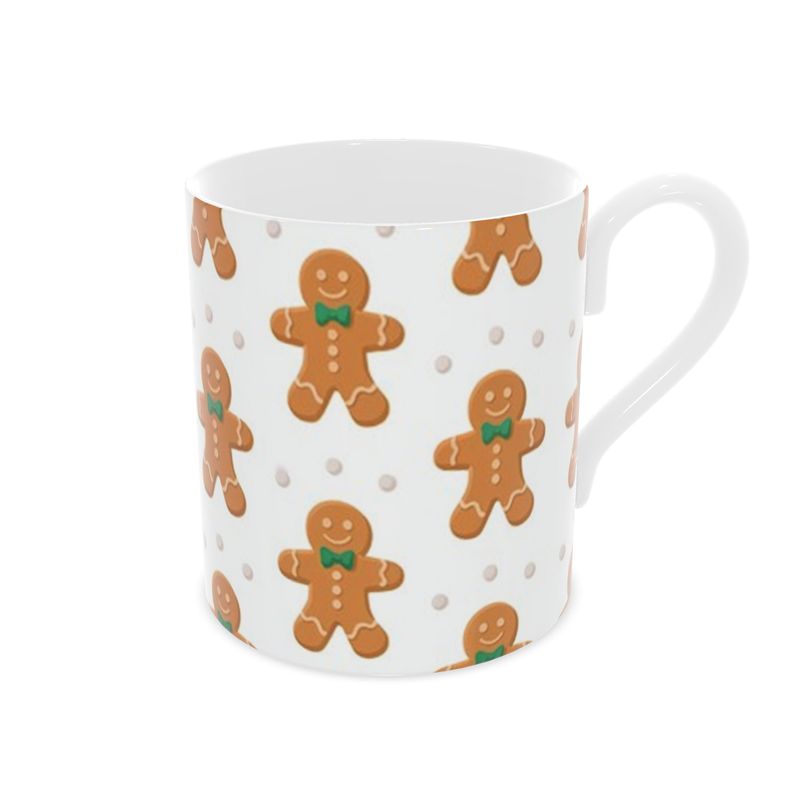 Christmas Gingerbread Man Mug - Festive Bone China Cup