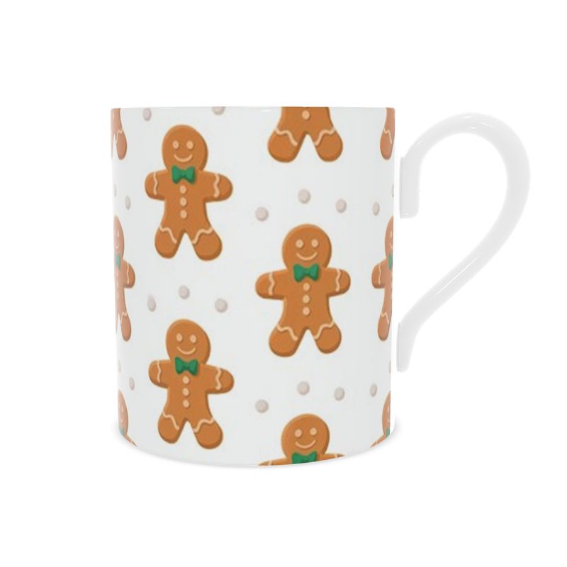 Christmas Gingerbread Man Mug - Festive Bone China Cup