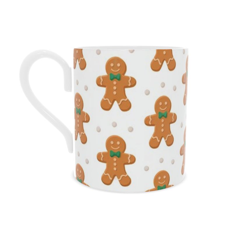Christmas Gingerbread Man Mug - Festive Bone China Cup