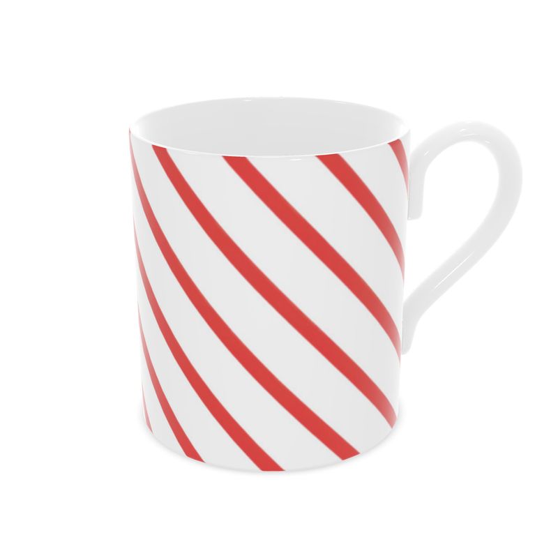 Festive Christmas Candy Cane Bone China Mug