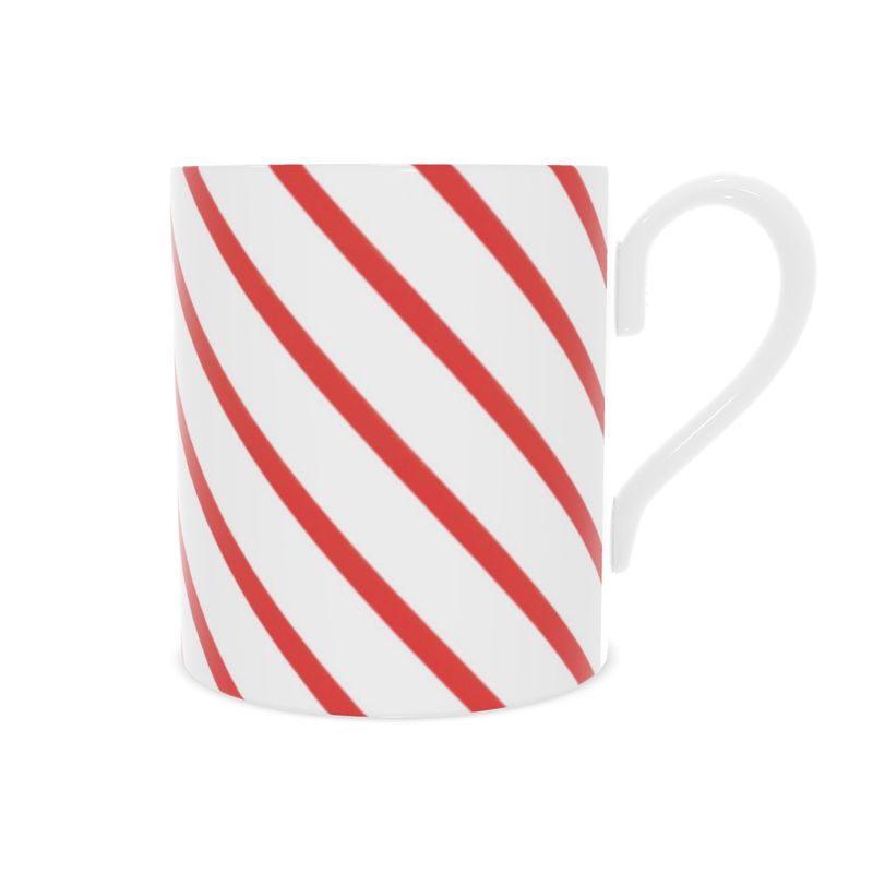 Festive Christmas Candy Cane Bone China Mug