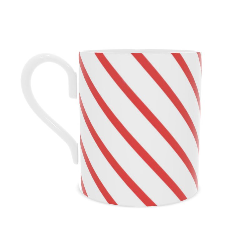 Festive Christmas Candy Cane Bone China Mug