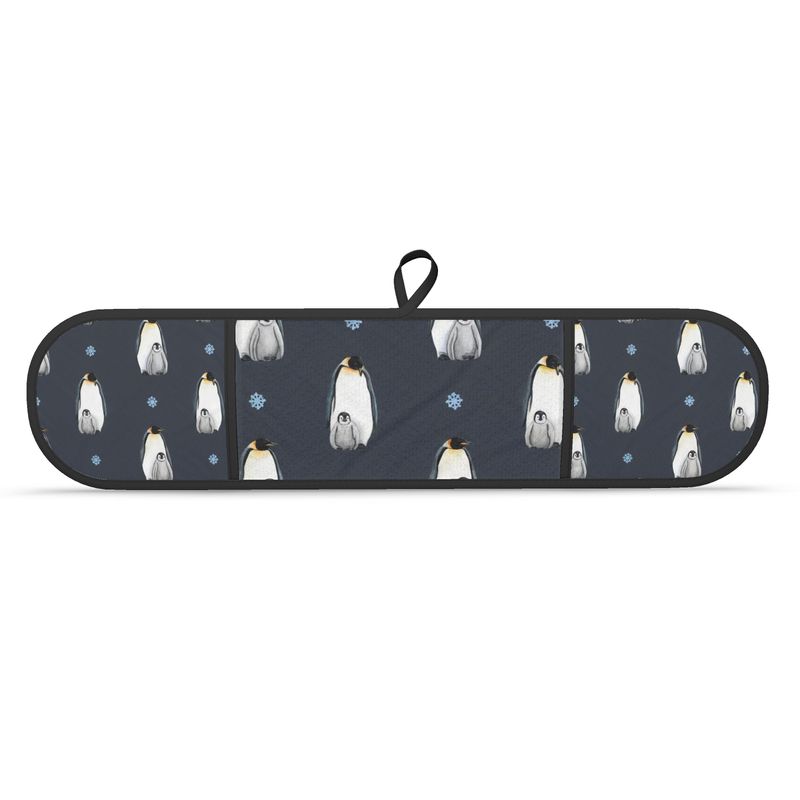 Festive Penguin Double Oven Mitts for Christmas Cooking