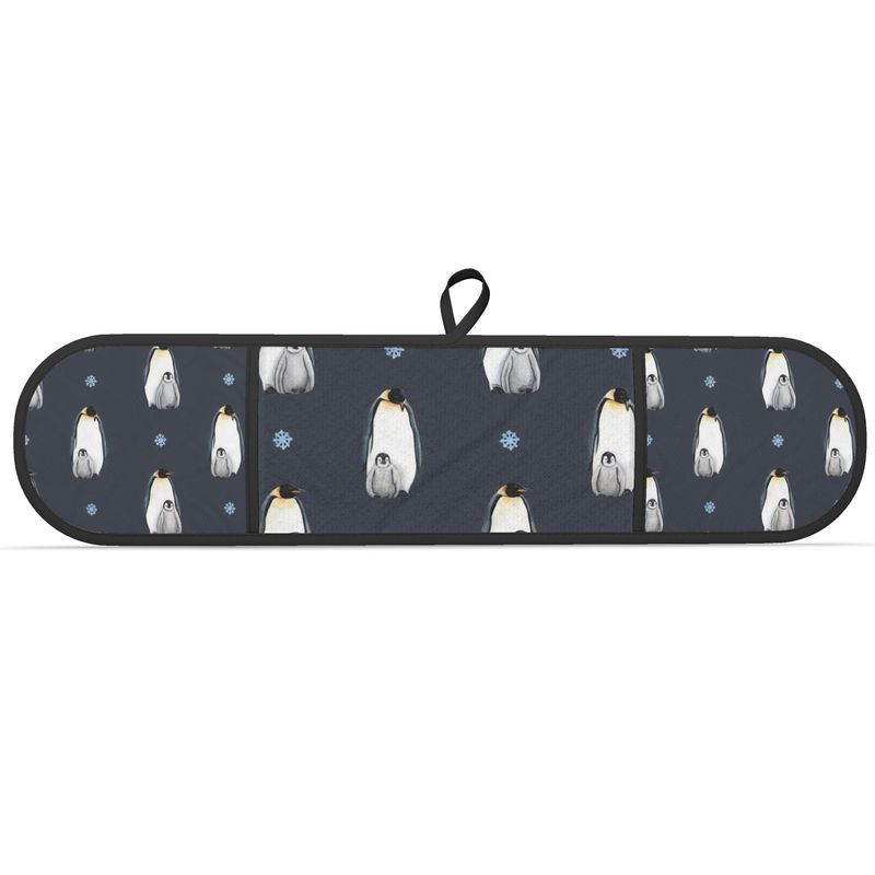 Festive Penguin Double Oven Mitts for Christmas Cooking