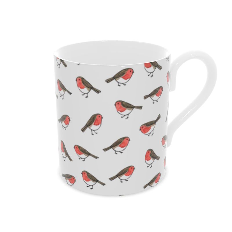 Festive Holiday Robins Tea Cup - Fine Bone China
