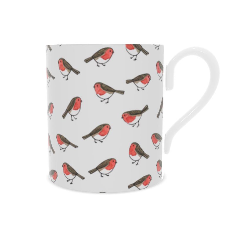Festive Holiday Robins Tea Cup - Fine Bone China