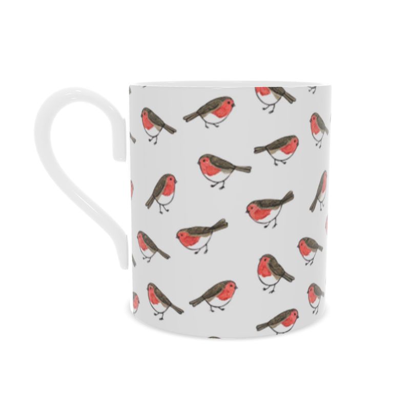 Festive Holiday Robins Tea Cup - Fine Bone China