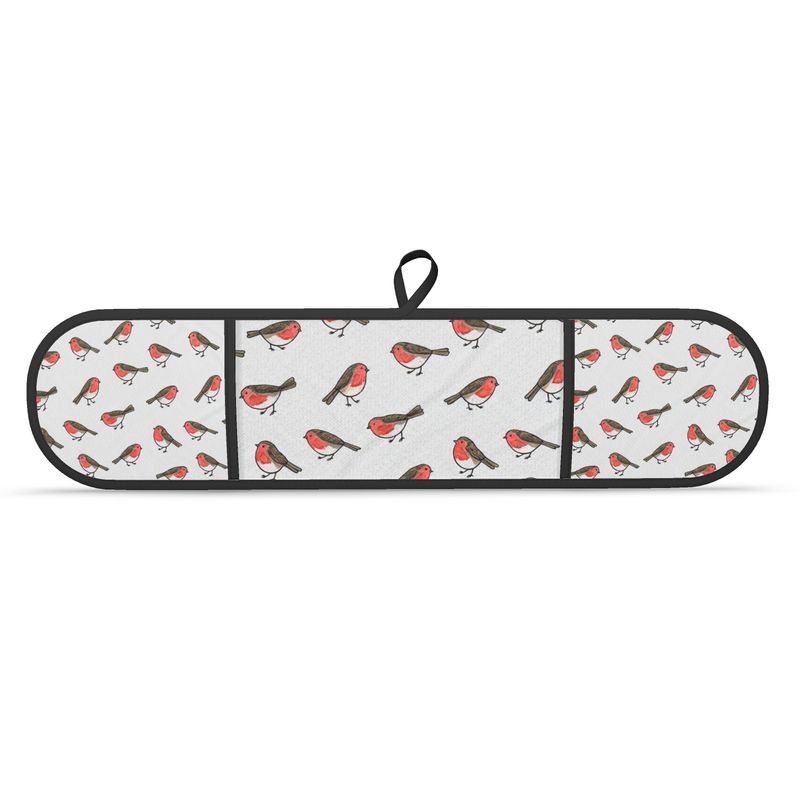 Festive Holiday Robins Double Oven Gloves - Christmas Kitchen Decor