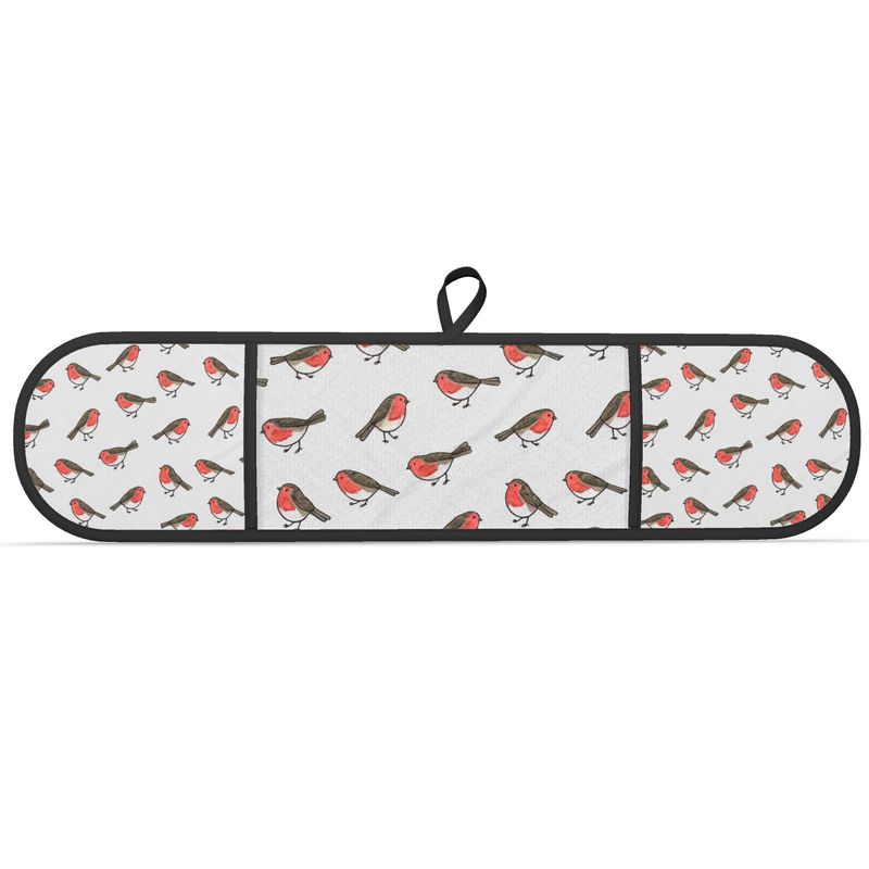 Festive Holiday Robins Double Oven Gloves - Christmas Kitchen Decor