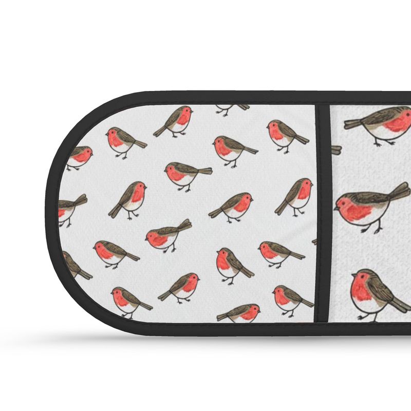 Festive Holiday Robins Double Oven Gloves - Christmas Kitchen Decor