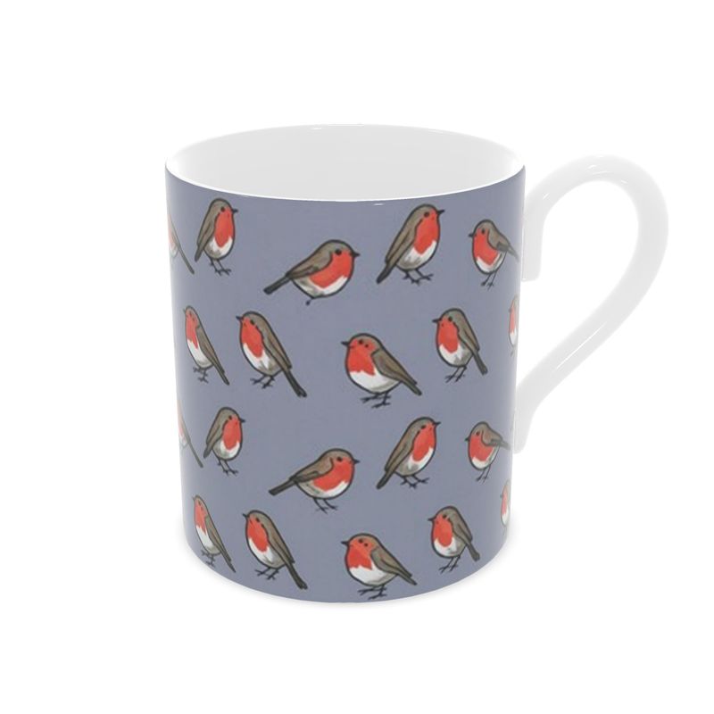 Festive Holiday Robins Bone China Mug