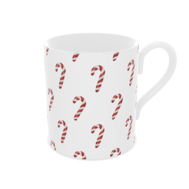 Holiday Candy Cane Bone China Mug - Festive Christmas Drinkware