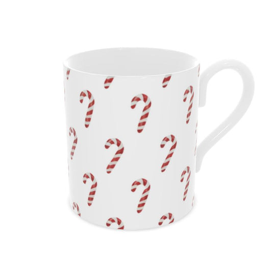 Holiday Candy Cane Bone China Mug - Festive Christmas Drinkware