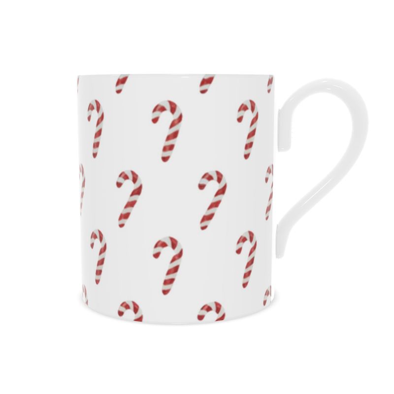 Holiday Candy Cane Bone China Mug - Festive Christmas Drinkware