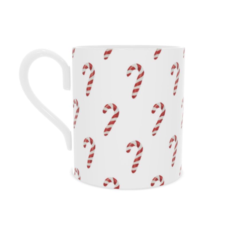 Holiday Candy Cane Bone China Mug - Festive Christmas Drinkware